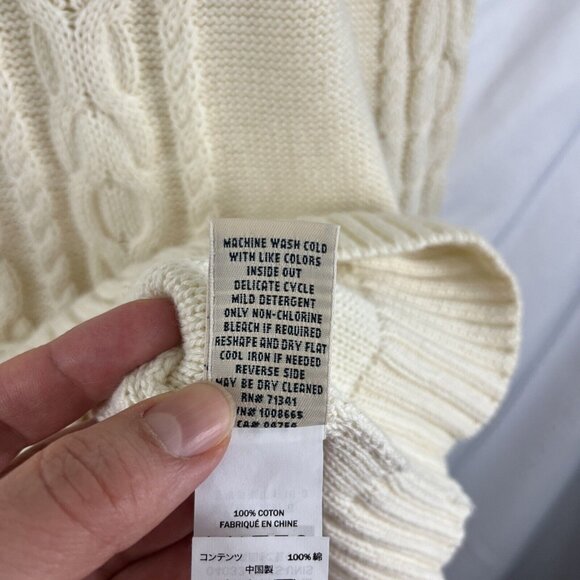 L.L. Bean Cream-Coloured Cable Knit Sweater Womens Size S - Picture 5 of 10